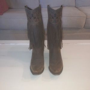 Lane boots brown leather fringe